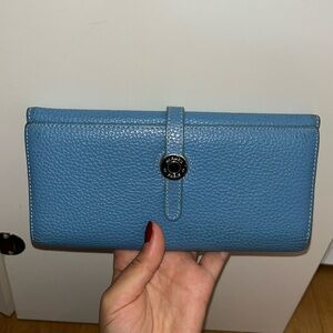 Hermes leather Paris blue wallet